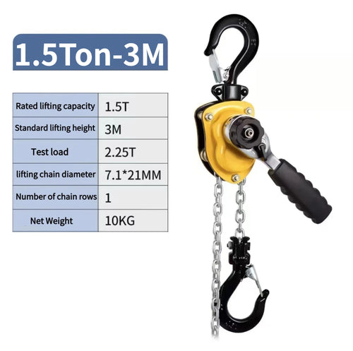 Manual Lever Chain Hoist 0.25-1.5 Ton Capacity Heavy Duty Come Along