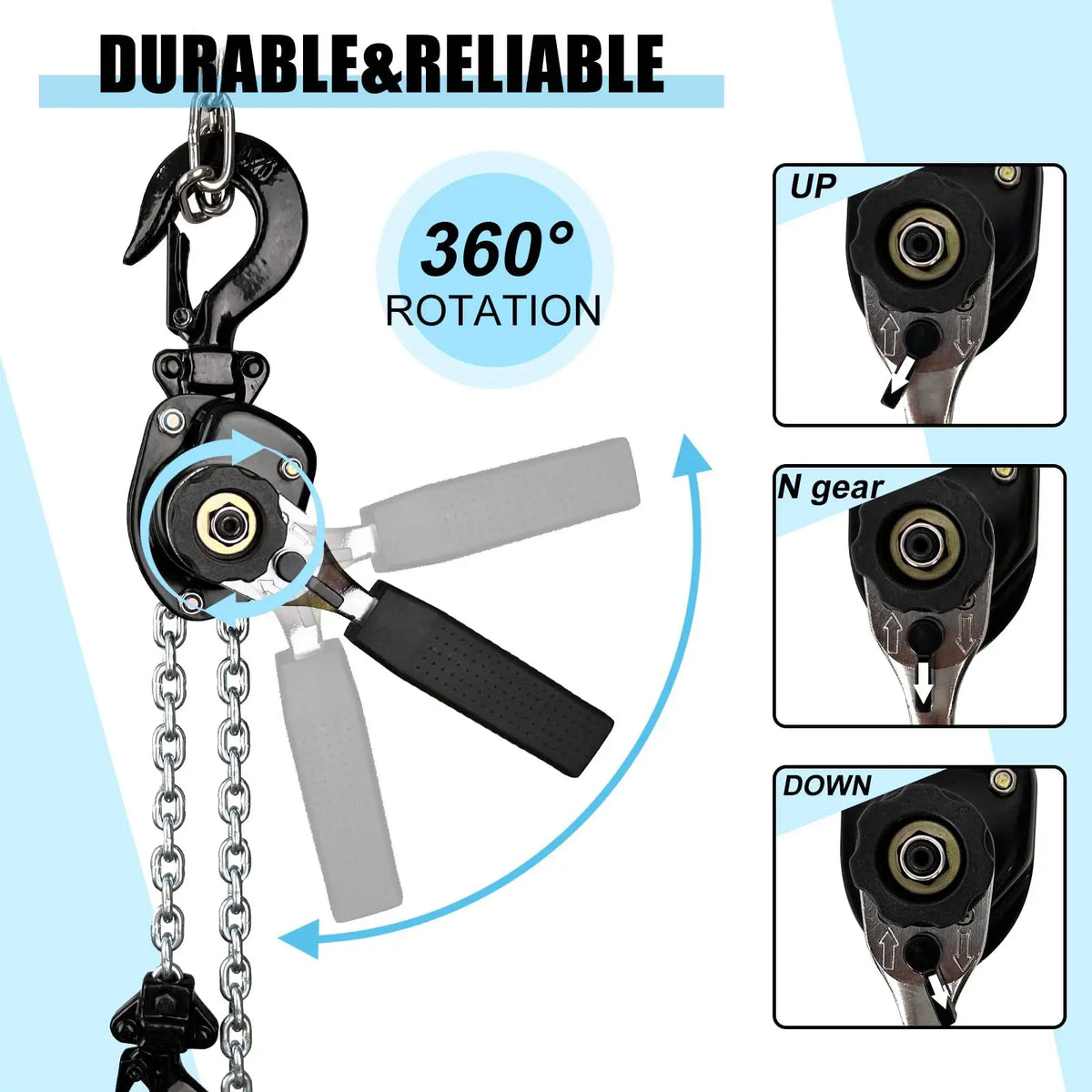 Manual Lever Chain Hoist 0.25-1.5 Ton Capacity Heavy Duty Come Along