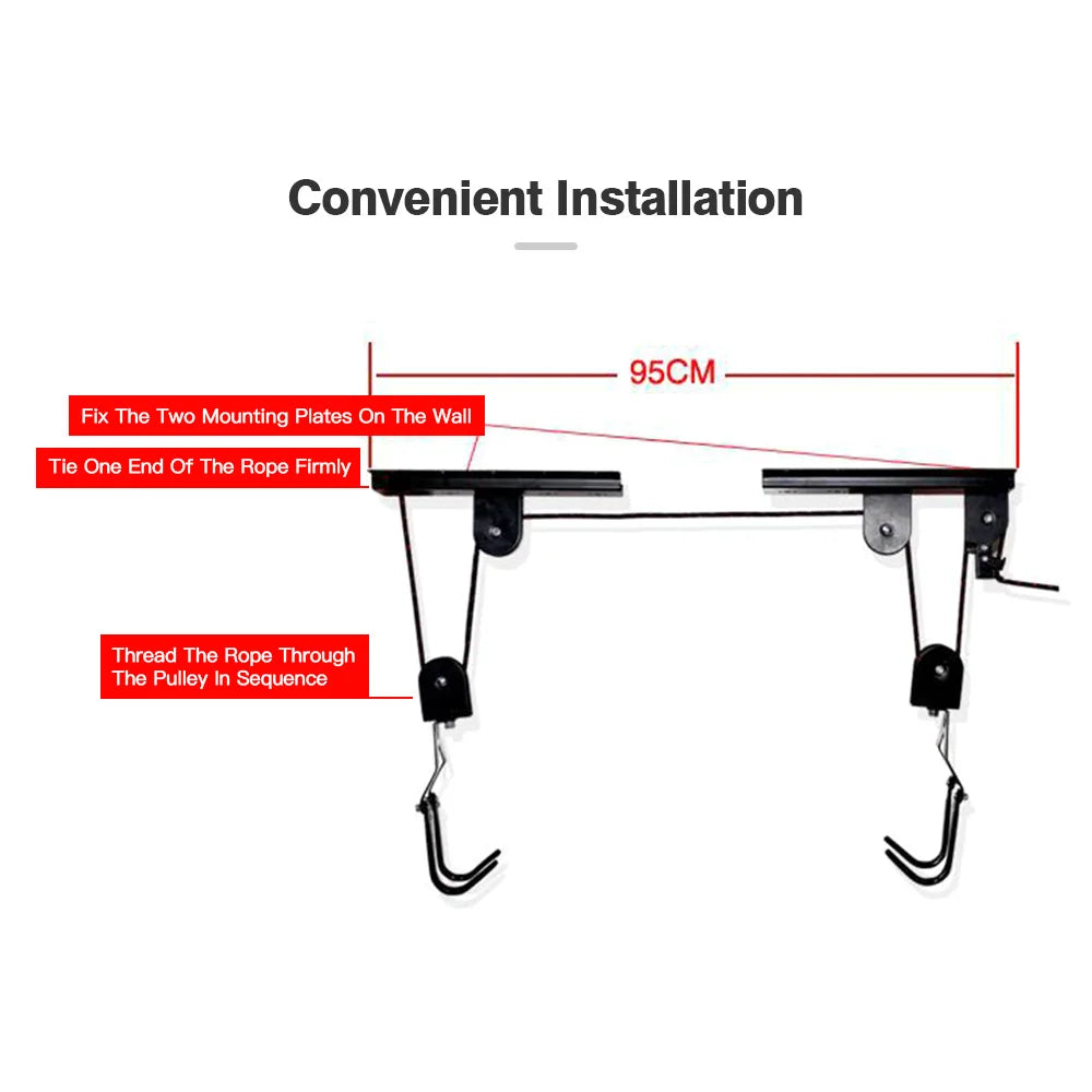 Bicycle Hoist Garage Storage Bike Lift Pulley System with 20kg Bearing