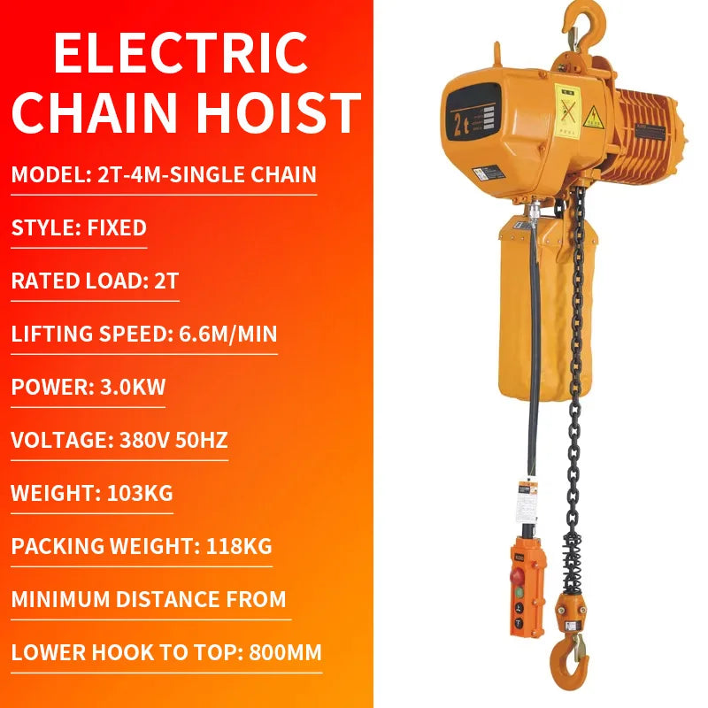 Electric Chain Hoist 1T/2T Single-Phase Overhead Crane Heavy-Duty