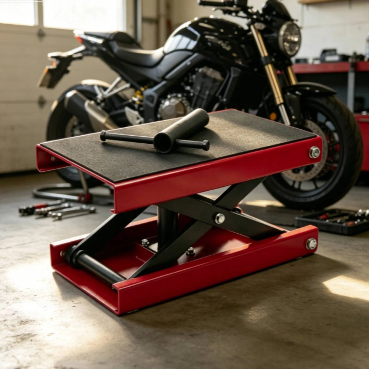Motorcycle Lift Table Heavy Duty Motorcycle Lift with Hand Crank Hoist