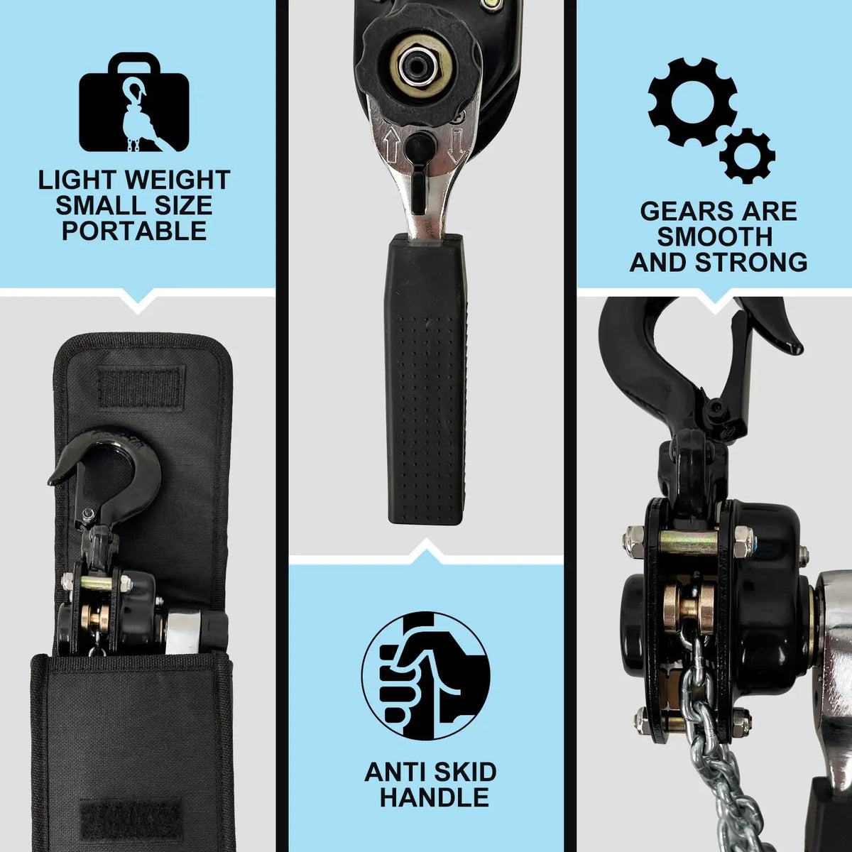 Manual Lever Chain Hoist 0.25-1.5 Ton Capacity Heavy Duty Come Along