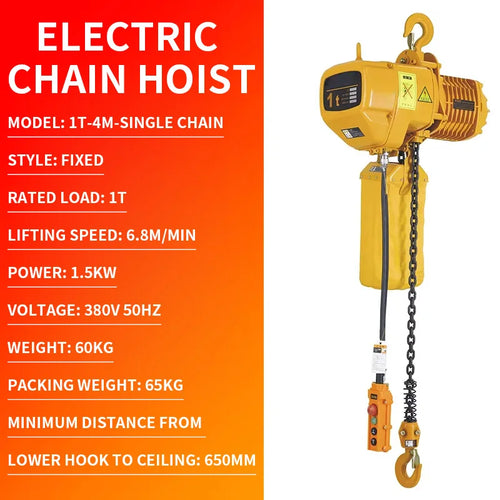 Electric Chain Hoist 1T/2T Single-Phase Overhead Crane Heavy-Duty