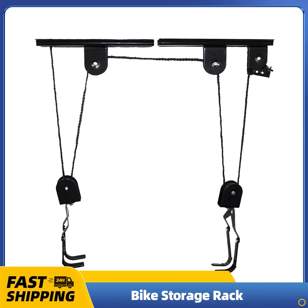 Bicycle Hoist Garage Storage Bike Lift Pulley System with 20kg Bearing