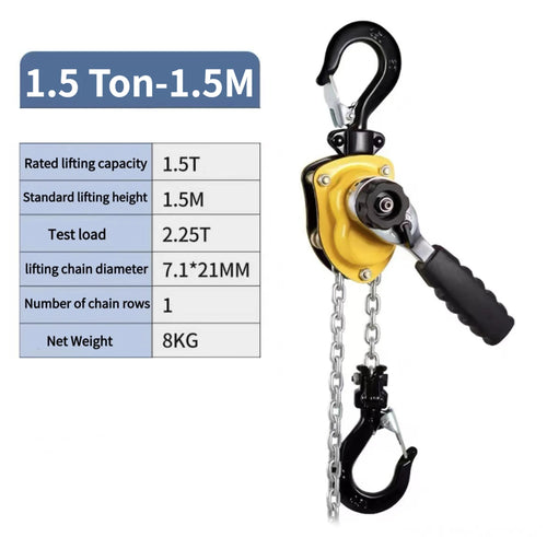 Manual Lever Chain Hoist 0.25-1.5 Ton Capacity Heavy Duty Come Along