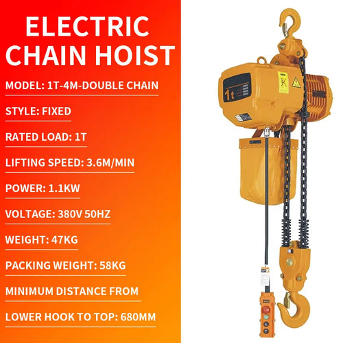 Electric Chain Hoist 1T/2T Single-Phase Overhead Crane Heavy-Duty
