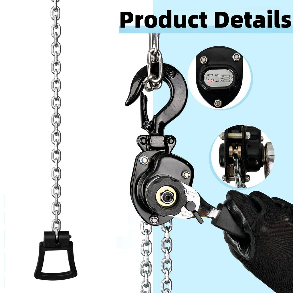 Manual Lever Chain Hoist 0.25-1.5 Ton Capacity Heavy Duty Come Along