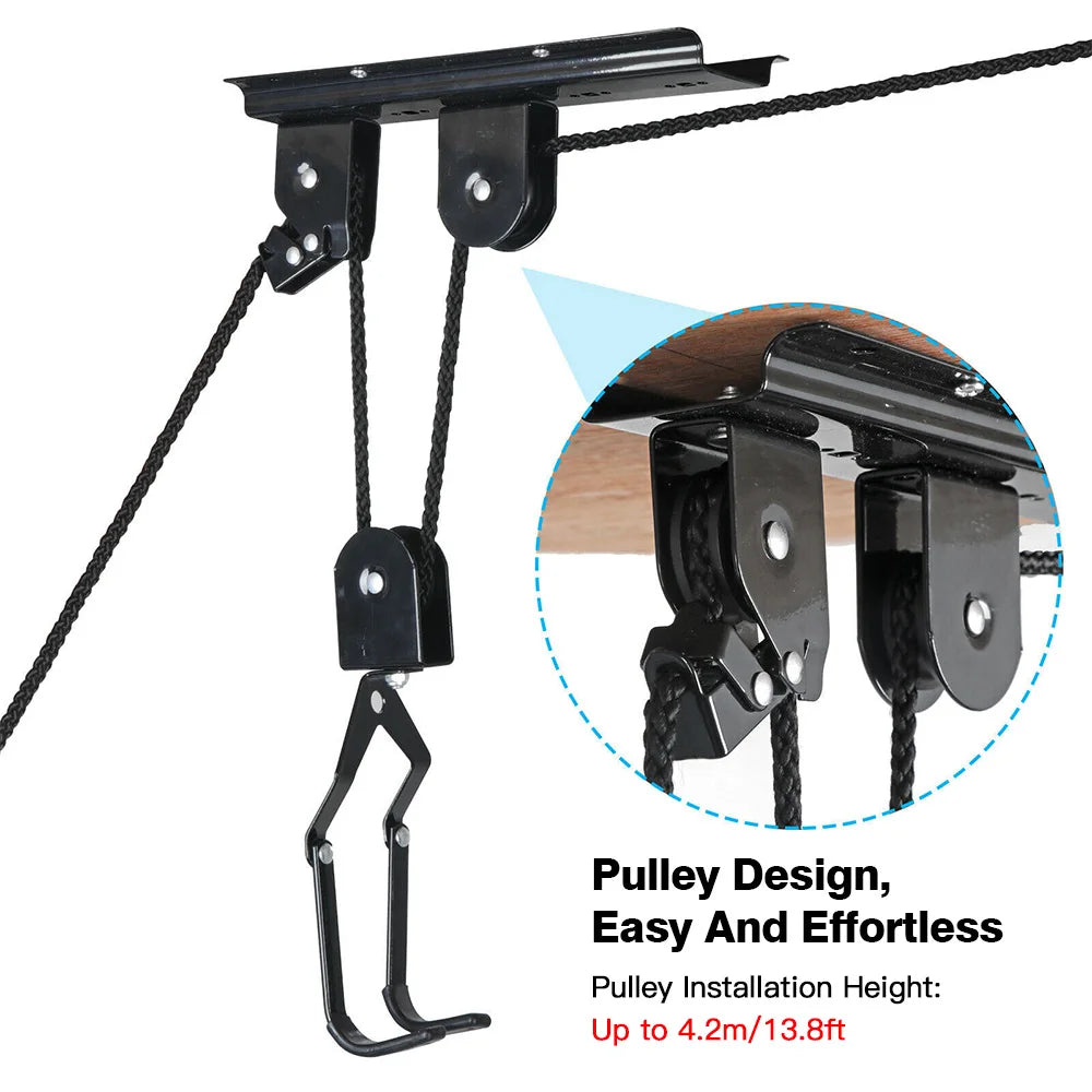 Bicycle Hoist Garage Storage Bike Lift Pulley System with 20kg Bearing