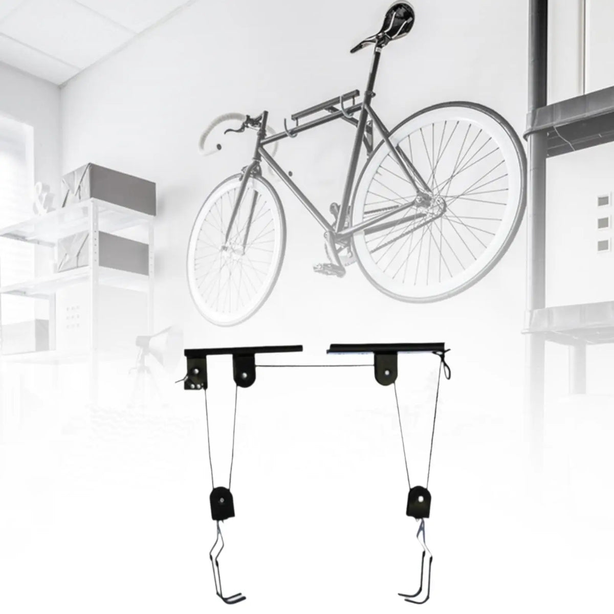 Ceiling Mounted Bike Rack Pulley System Heavy Duty Bicycle Hoist for